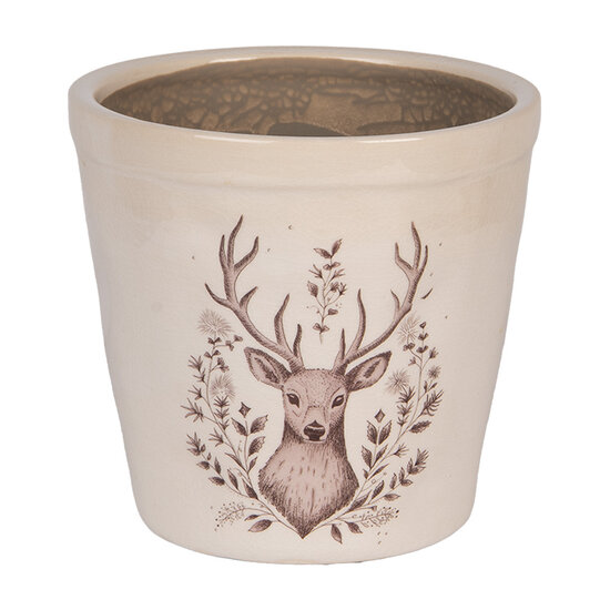 Clayre &amp; Eef   | Bloempot Binnen Beige Bruin &oslash; 15x14 cm | 6CEGTW0001M