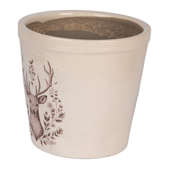 Clayre &amp; Eef   | Bloempot Binnen Beige Bruin &oslash; 15x14 cm | 6CEGTW0001M