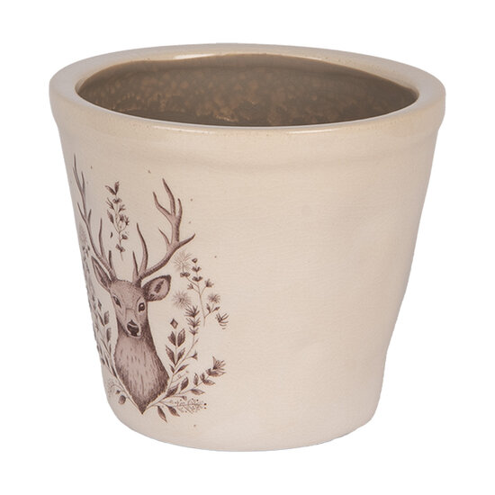 Clayre &amp; Eef   | Bloempot Binnen Beige Bruin &oslash; 12x11 cm | 6CEGTW0001S