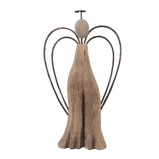 Clayre & Eef | Kerstdecoratie Engel Bruin 14x4x26 cm | 6H2421L