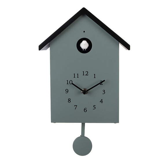 Clayre &amp; Eef   | Wandklok Groen Zwart 20x10x26 cm / 3xAA | 6KL0838GR