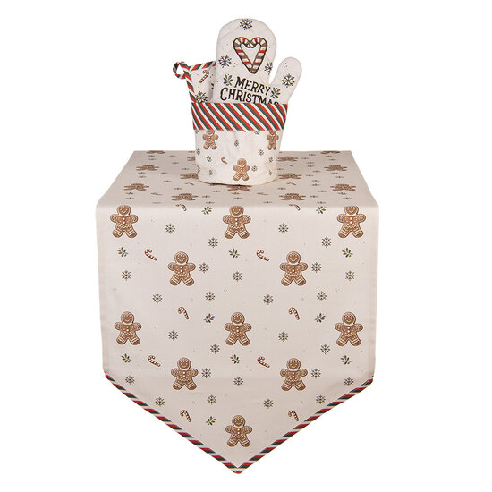 Clayre &amp; Eef   | Tafelloper Beige Bruin 50x160 cm | CGM65