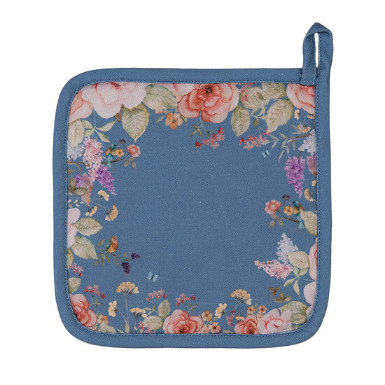 Clayre &amp; Eef   | Pannenlap Blauw Beige 20x20 cm | FFA45BL