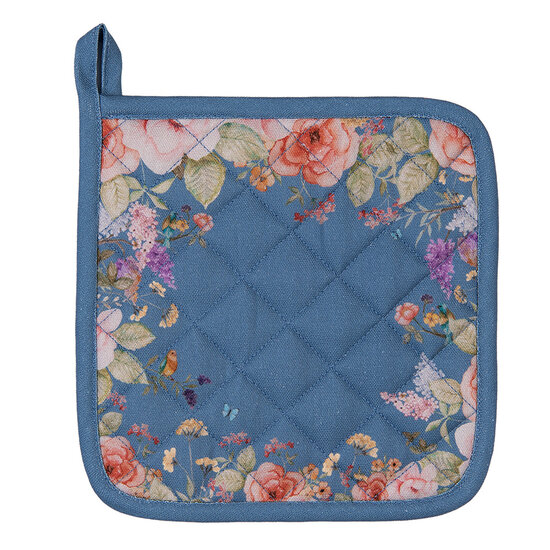 Clayre &amp; Eef   | Pannenlap Blauw Beige 20x20 cm | FFA45BL