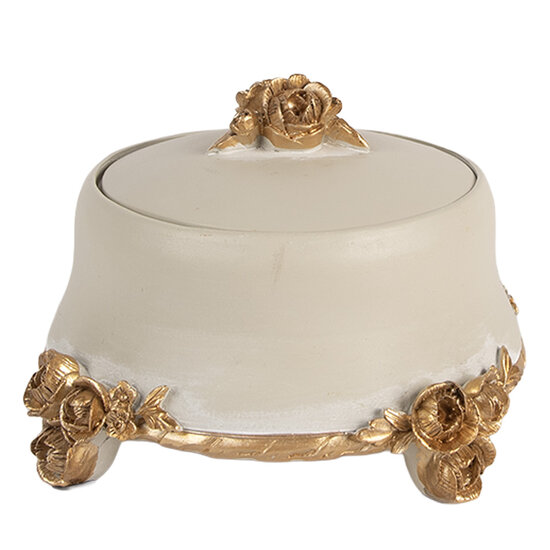 Clayre &amp; Eef   | Sieradendoos Beige Goudkleurig &oslash; 14x9 cm | 6PR5802