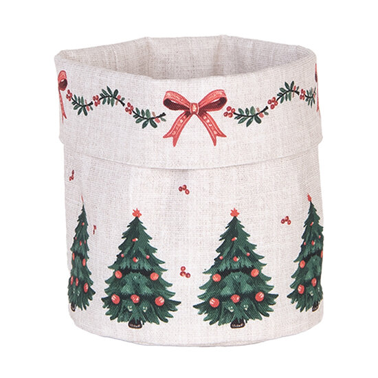 Clayre &amp; Eef   | Broodmandje Beige Groen Rood &oslash; 15x16 cm | TCH50