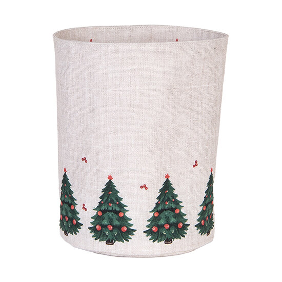 Clayre &amp; Eef   | Broodmandje Beige Groen Rood &oslash; 15x16 cm | TCH50