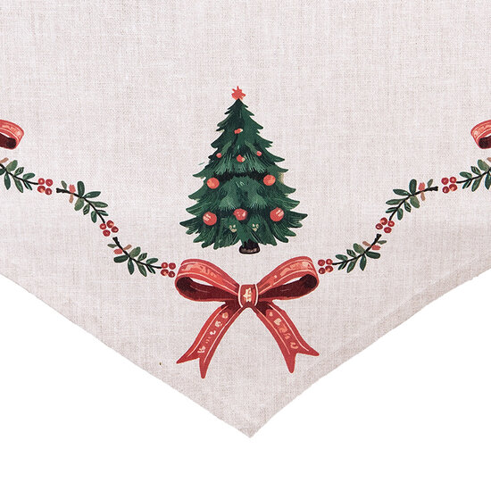 Clayre &amp; Eef   | Tafelloper Beige Groen Rood 50x160 cm | TCH65