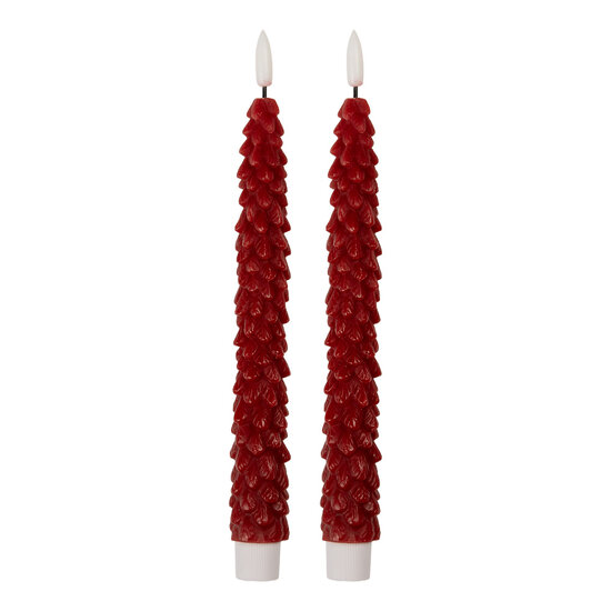 Clayre &amp; Eef   | Kaars met LED set van 2 Rood &oslash; 3x25 cm / 2xAAA | 6CA0001R