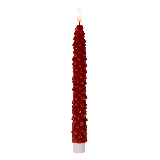 Clayre &amp; Eef   | Kaars met LED set van 2 Rood &oslash; 3x25 cm / 2xAAA | 6CA0001R