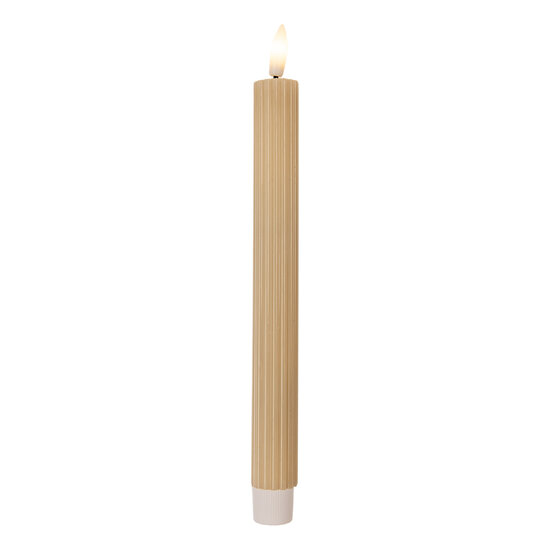 Clayre &amp; Eef   | Kaars met LED set van 2 Beige &oslash; 2x25 cm / 2xAAA | 6CA0002BE