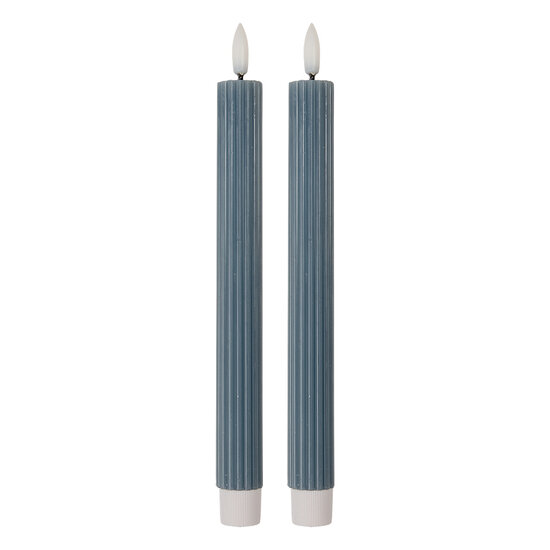 Clayre &amp; Eef   | Kaars met LED set van 2 Blauw &oslash; 2x25 cm / 2xAAA | 6CA0002BL