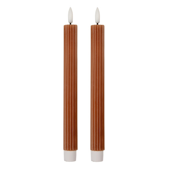 Clayre &amp; Eef   | Kaars met LED set van 2 Bruin &oslash; 2x25 cm / 2xAAA | 6CA0002CH