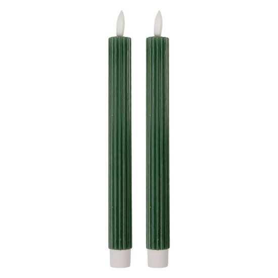 Clayre &amp; Eef   | Kaars met LED set van 2 Groen &oslash; 2x25 cm / 2xAAA | 6CA0002DGR