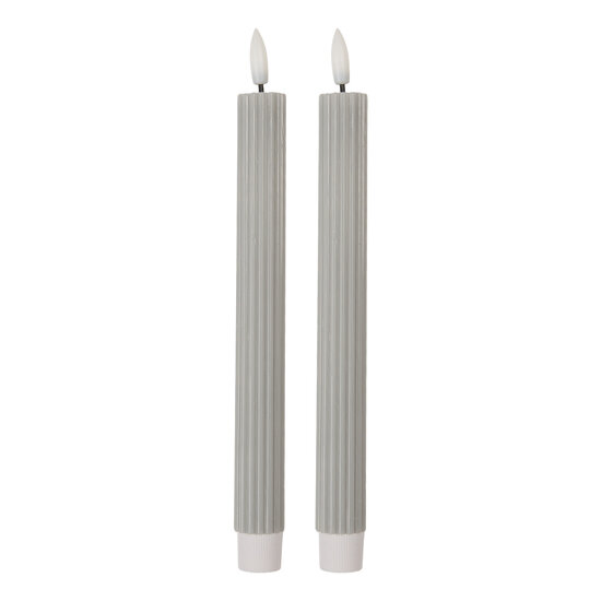 Clayre &amp; Eef   | Kaars met LED set van 2 Grijs &oslash; 2x25 cm / 2xAAA | 6CA0002G