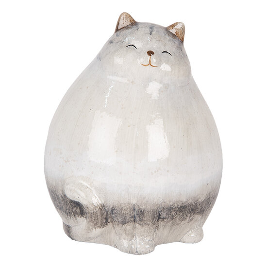 Clayre &amp; Eef   | Decoratie beeld Kat Grijs 14x13x18 cm | 6CE2131