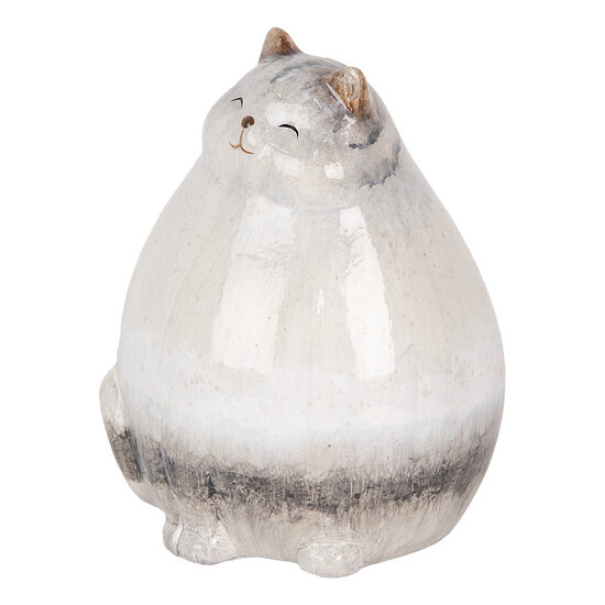Clayre &amp; Eef   | Decoratie beeld Kat Grijs 14x13x18 cm | 6CE2131