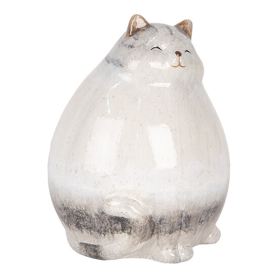 Clayre &amp; Eef   | Decoratie beeld Kat Grijs 14x13x18 cm | 6CE2131