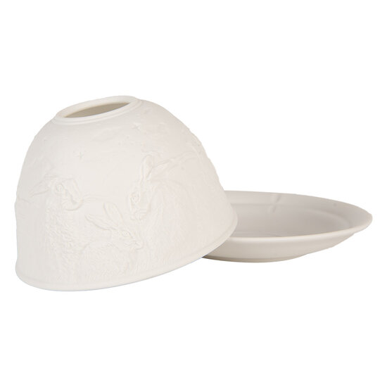 Clayre &amp; Eef   | Theelichthouder Wit &oslash; 12x8 cm | 6CE2210
