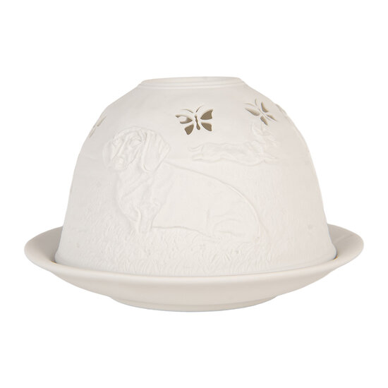 Clayre &amp; Eef   | Theelichthouder Wit &oslash; 12x8 cm | 6CE2211
