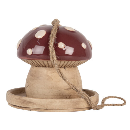 Clayre &amp; Eef   | Vogelhuis Beige Rood &oslash; 13x13 cm | 6CE2319