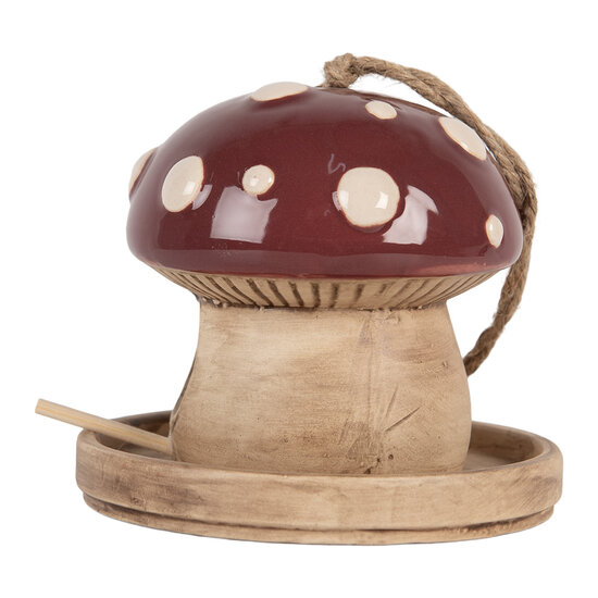 Clayre &amp; Eef   | Vogelhuis Beige Rood &oslash; 13x13 cm | 6CE2319