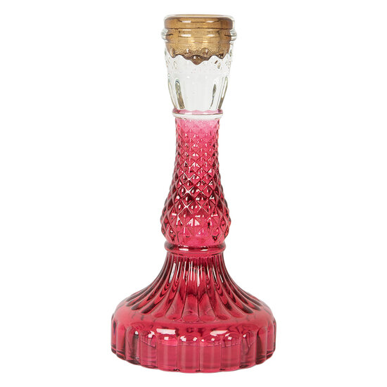 Clayre &amp; Eef   | Kandelaar Roze &oslash; 9x17 cm | 6GL5345