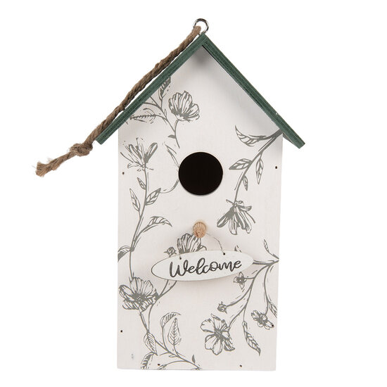 Clayre &amp; Eef   | Vogelhuis Wit Groen 15x10x22 cm | 6H2440