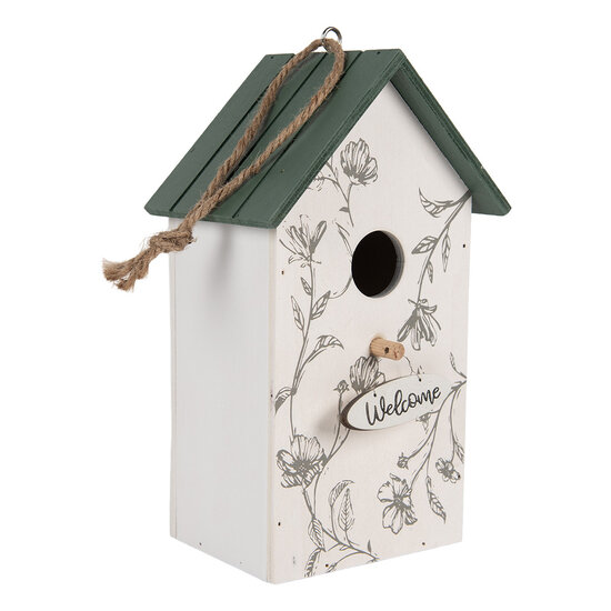 Clayre &amp; Eef   | Vogelhuis Wit Groen 15x10x22 cm | 6H2440