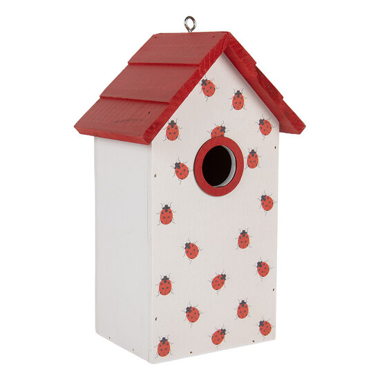 Clayre &amp; Eef   | Vogelhuis Wit Rood 15x10x22 cm | 6H2445