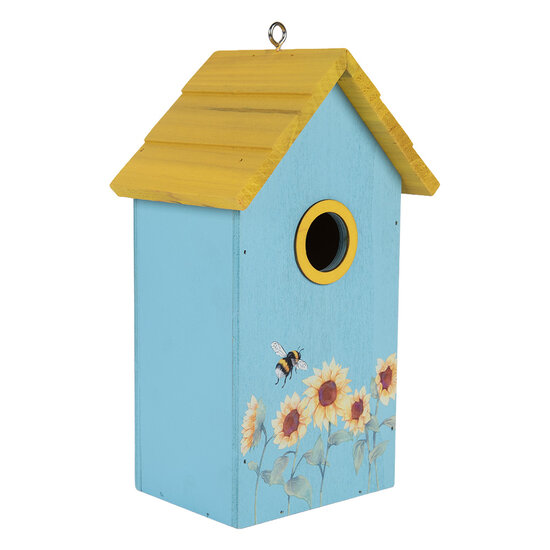 Clayre &amp; Eef   | Vogelhuis Blauw Geel 15x10x22 cm | 6H2448