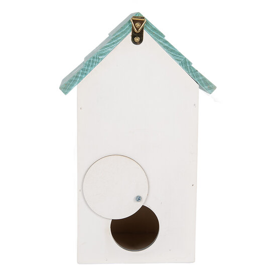Clayre &amp; Eef   | Vogelhuis Wit Turkoois 15x10x22 cm | 6H2451