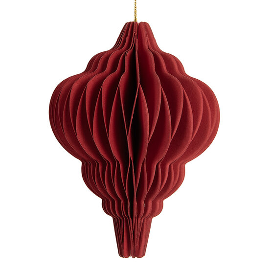 Clayre &amp; Eef   | Kerstdecoratie Papieren Kerstbal Rood &oslash; 7x10 cm | 6PA0518