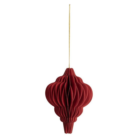 Clayre &amp; Eef   | Kerstdecoratie Papieren Kerstbal Rood &oslash; 7x10 cm | 6PA0518