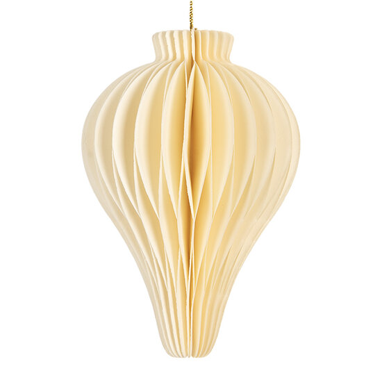 Clayre &amp; Eef   | Kerstdecoratie Papieren Kerstbal Beige &oslash; 8x10 cm | 6PA0522