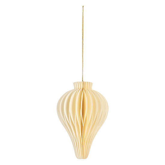 Clayre &amp; Eef   | Kerstdecoratie Papieren Kerstbal Beige &oslash; 8x10 cm | 6PA0522