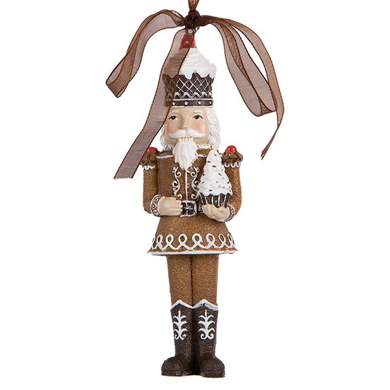 Clayre &amp; Eef   | Decoratie Hanger Notenkraker Bruin Wit 4x2x13 cm | 6PR5390