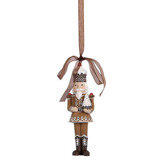 Clayre &amp; Eef   | Decoratie Hanger Notenkraker Bruin Wit 4x2x13 cm | 6PR5390