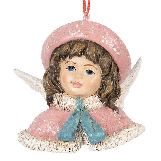 Clayre &amp; Eef   | Decoratie hanger Engel Roze Beige 8x7x7 cm | 6PR5706