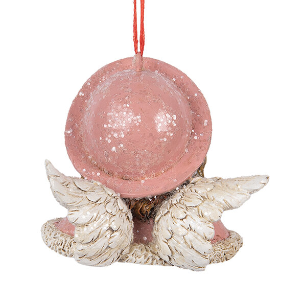 Clayre &amp; Eef   | Decoratie hanger Engel Roze Beige 8x7x7 cm | 6PR5706