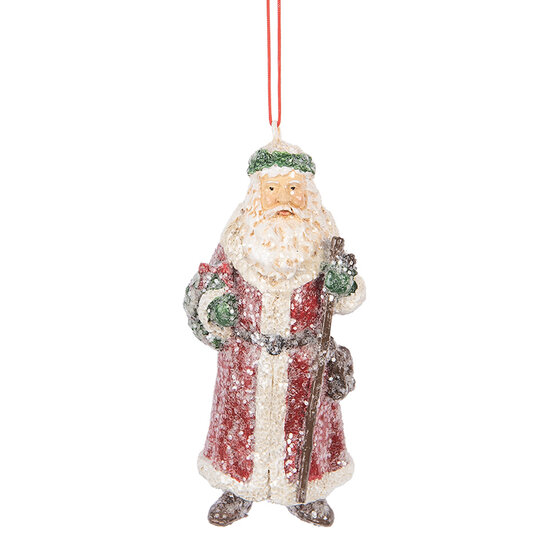 Clayre &amp; Eef   | Decoratie hanger kerstman Rood Wit 5x4x12 cm | 6PR5708