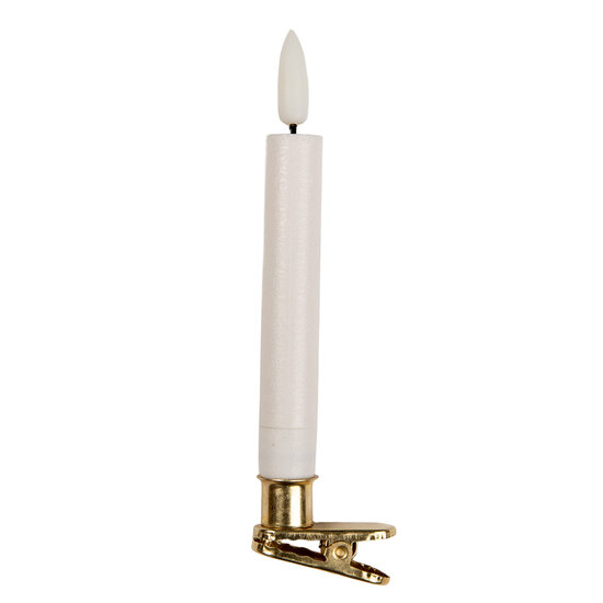 Clayre &amp; Eef   | Kaars met LED set van 10 Wit &oslash; 2x14 cm / 10xAAA | 6CA0008