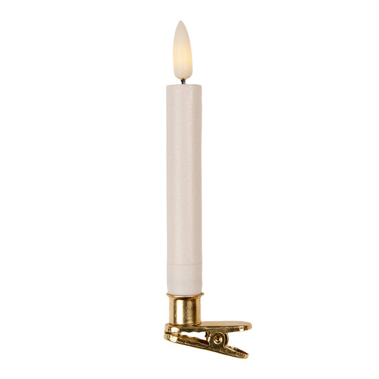 Clayre &amp; Eef   | Kaars met LED set van 10 Wit &oslash; 2x14 cm / 10xAAA | 6CA0008