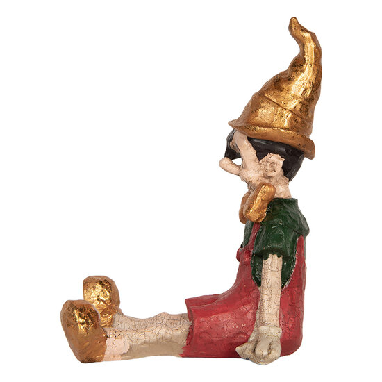 Clayre &amp; Eef   | Decoratie Pinokkio Beige Rood 13x13x19 cm | 6PR5573