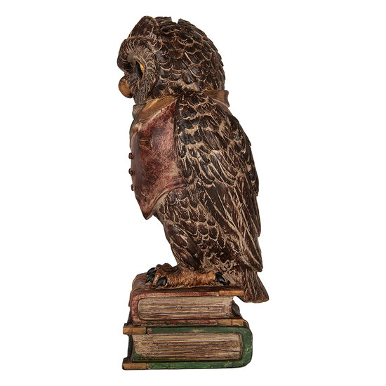 Clayre &amp; Eef   | Spaarpot Uil Bruin Rood 16x15x35 cm | 6PR5579