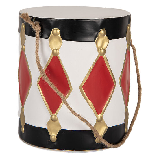 Clayre & Eef | Decoratie Trommel Wit zwart (set 2) ø 15x18/35 / ø 13x14/28 cm | 6Y5808