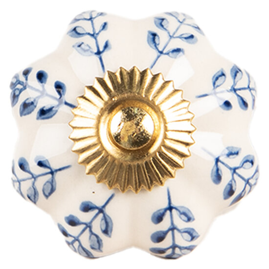 Clayre &amp; Eef   | Deurknop Beige Blauw &oslash; 4x3 cm / S3 cm | 66269