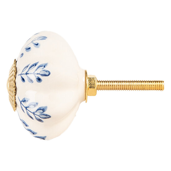 Clayre &amp; Eef   | Deurknop Beige Blauw &oslash; 4x3 cm / S3 cm | 66269
