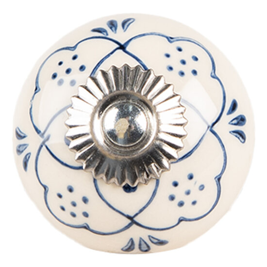 Clayre &amp; Eef   | Deurknop Beige Blauw &oslash; 4x3 cm / S3 cm | 66270