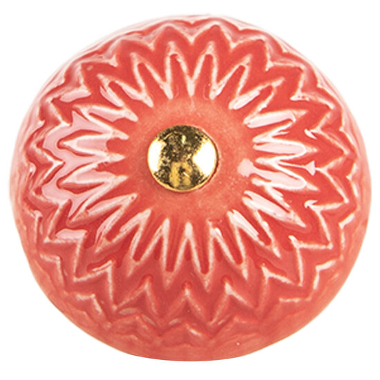 Clayre &amp; Eef   | Deurknop Rood Beige &oslash; 4x3 cm / S3 cm | 66273